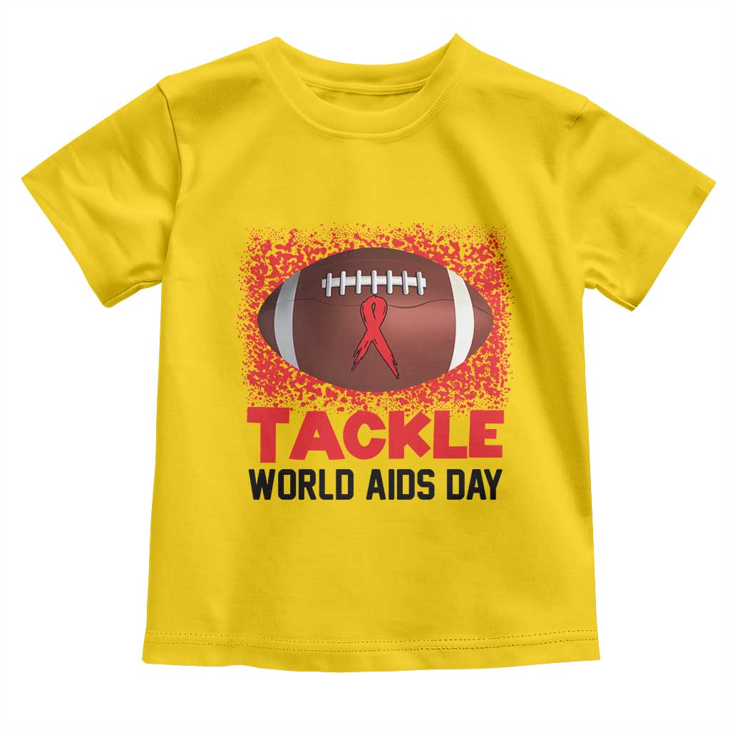 Tackle World AIDS Day Toddler T Shirt Football HIV Awareness Red Ribbon - Wonder Print Shop