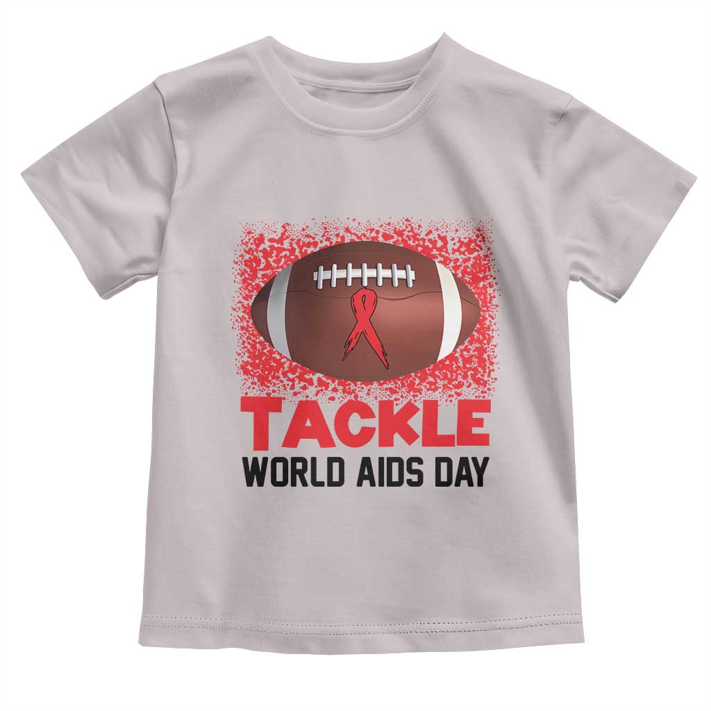 Tackle World AIDS Day Toddler T Shirt Football HIV Awareness Red Ribbon - Wonder Print Shop