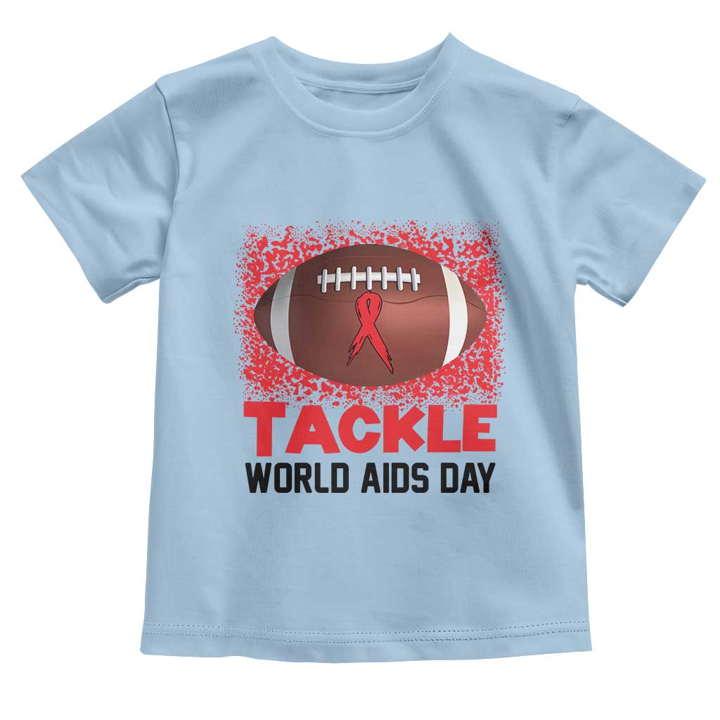 Tackle World AIDS Day Toddler T Shirt Football HIV Awareness Red Ribbon - Wonder Print Shop