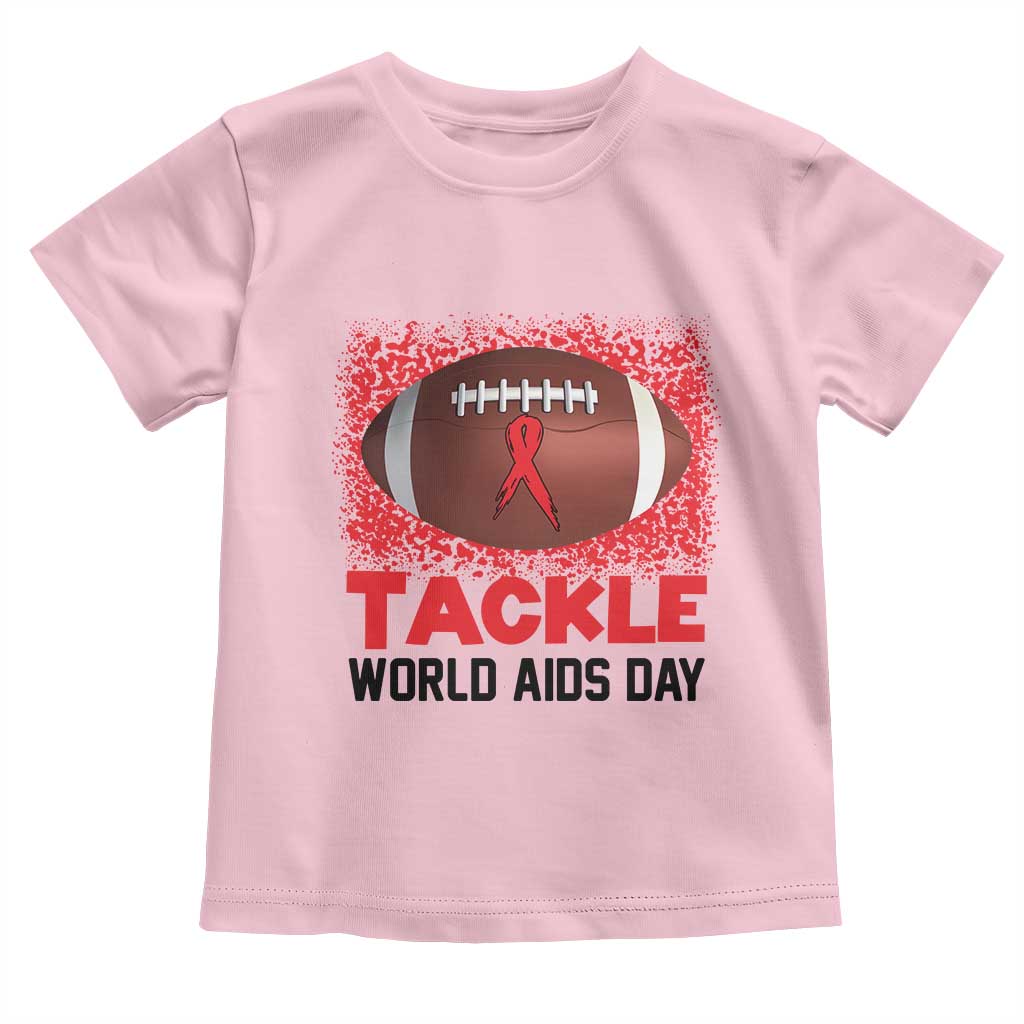 Tackle World AIDS Day Toddler T Shirt Football HIV Awareness Red Ribbon - Wonder Print Shop