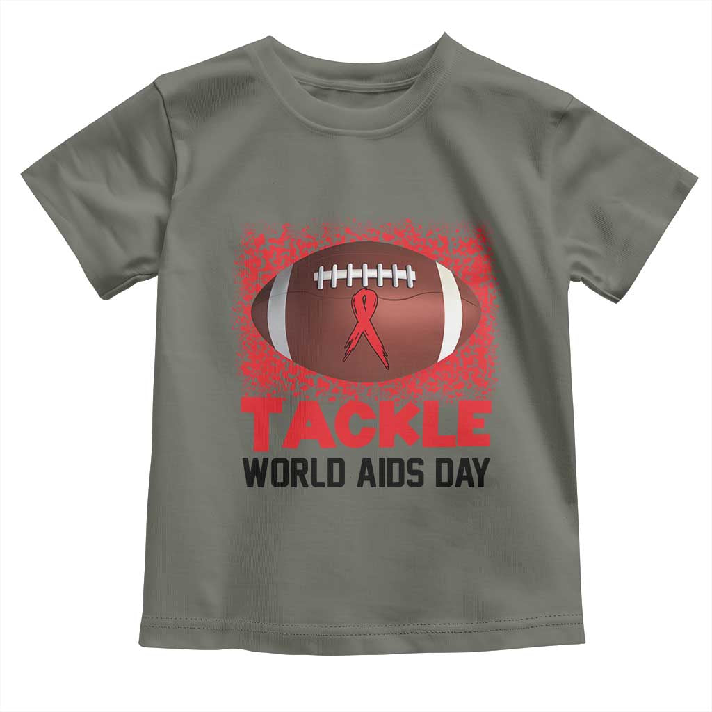 Tackle World AIDS Day Toddler T Shirt Football HIV Awareness Red Ribbon - Wonder Print Shop