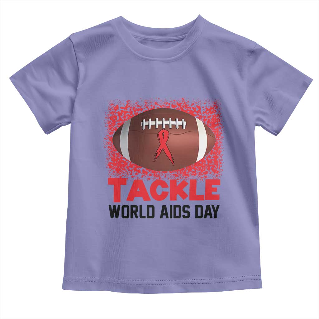Tackle World AIDS Day Toddler T Shirt Football HIV Awareness Red Ribbon - Wonder Print Shop