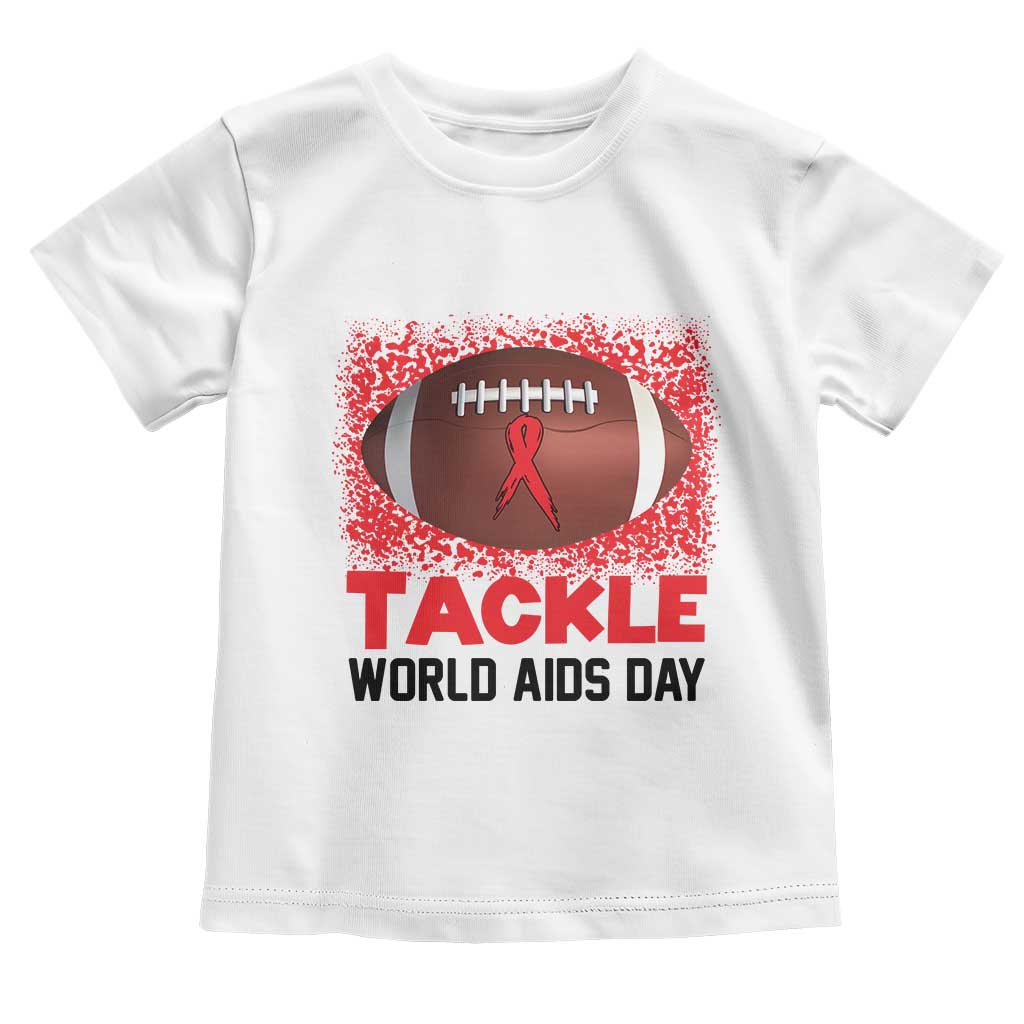 Tackle World AIDS Day Toddler T Shirt Football HIV Awareness Red Ribbon - Wonder Print Shop
