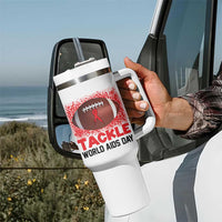 Tackle World AIDS Day Tumbler With Handle Football HIV Awareness Red Ribbon - Wonder Print Shop