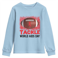 Tackle World AIDS Day Youth Sweatshirt Football HIV Awareness Red Ribbon - Wonder Print Shop
