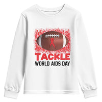 Tackle World AIDS Day Youth Sweatshirt Football HIV Awareness Red Ribbon - Wonder Print Shop