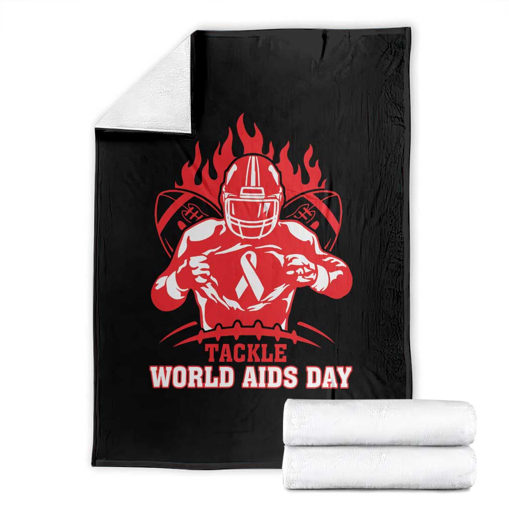 AIDS Awareness Throw Blanket Ribbon HIV Tackle Football Gift - Wonder Print Shop