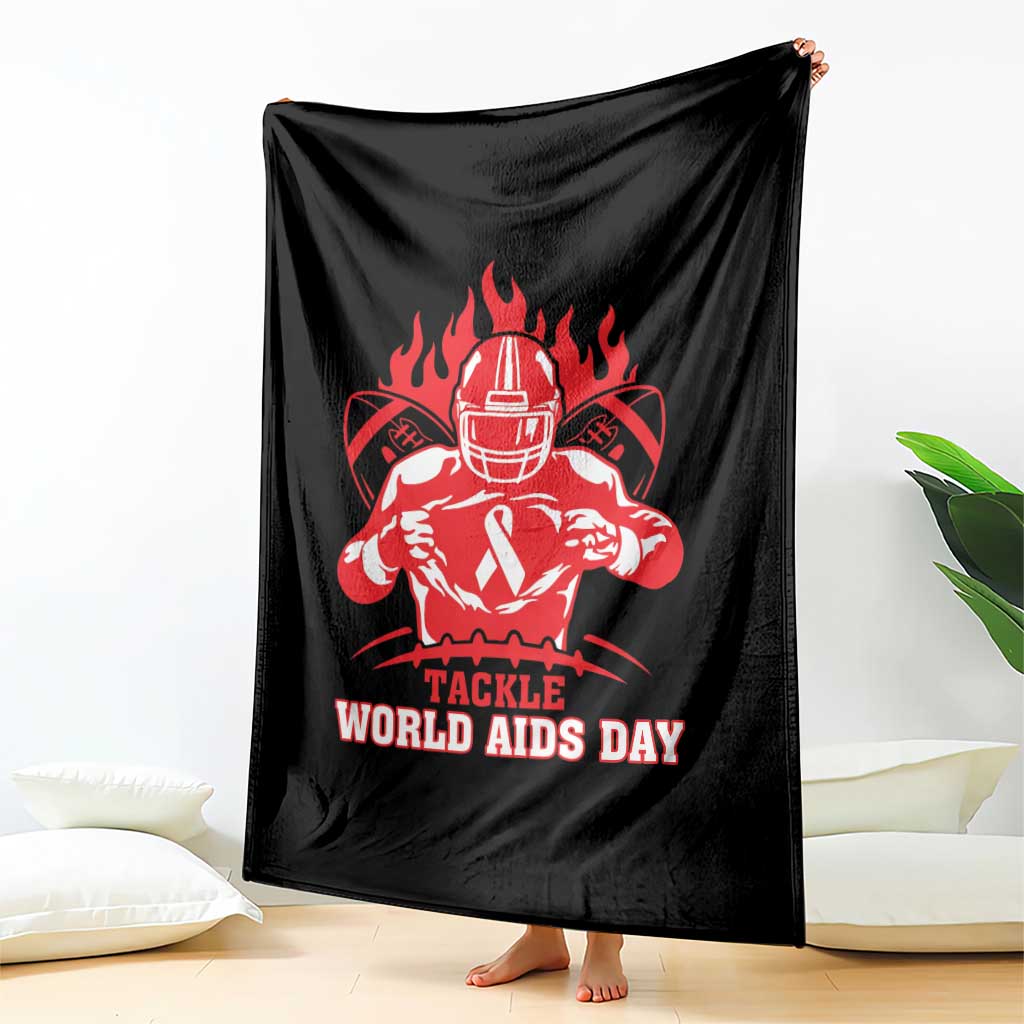 AIDS Awareness Throw Blanket Ribbon HIV Tackle Football Gift - Wonder Print Shop