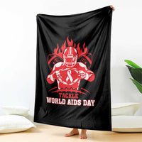 AIDS Awareness Throw Blanket Ribbon HIV Tackle Football Gift - Wonder Print Shop