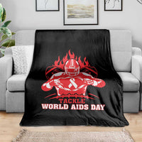 AIDS Awareness Throw Blanket Ribbon HIV Tackle Football Gift - Wonder Print Shop