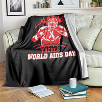 AIDS Awareness Throw Blanket Ribbon HIV Tackle Football Gift - Wonder Print Shop
