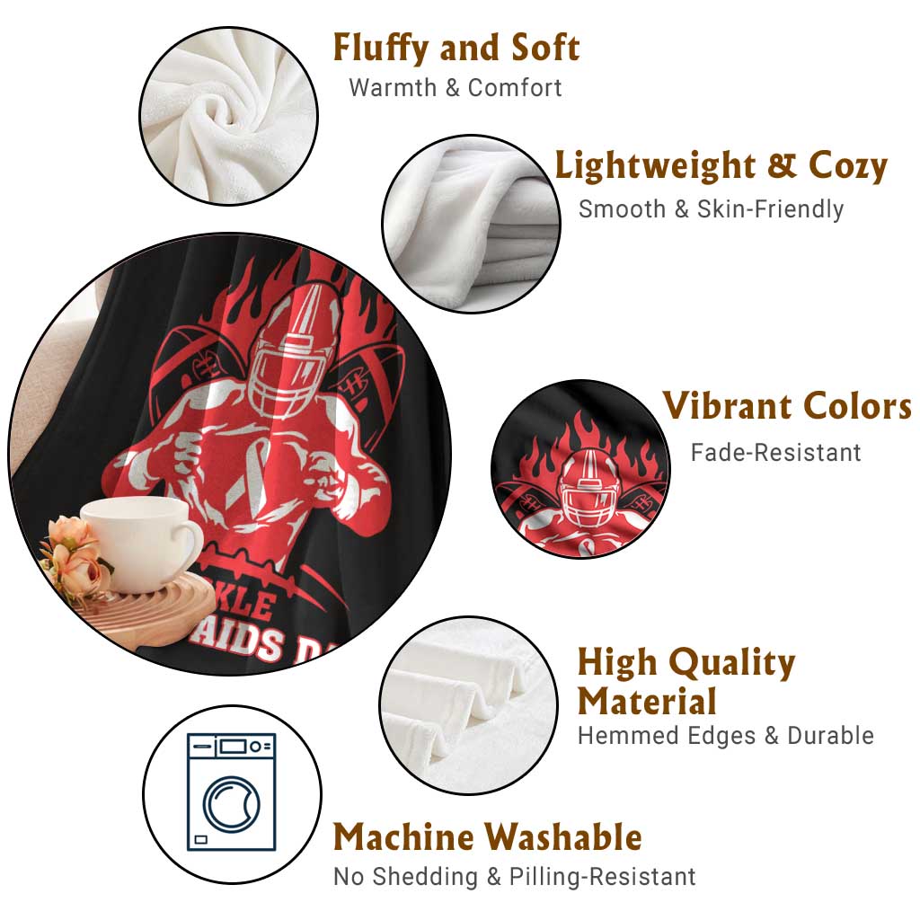 AIDS Awareness Throw Blanket Ribbon HIV Tackle Football Gift - Wonder Print Shop