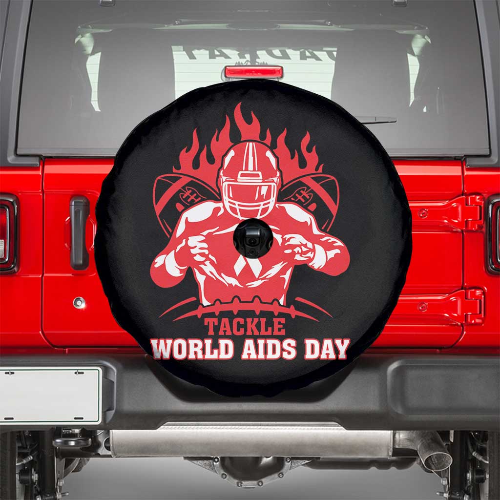 AIDS Awareness Spare Tire Cover Ribbon HIV Tackle Football Gift - Wonder Print Shop