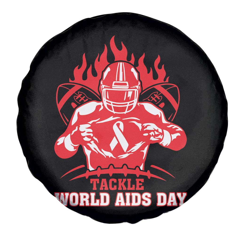 AIDS Awareness Spare Tire Cover Ribbon HIV Tackle Football Gift - Wonder Print Shop