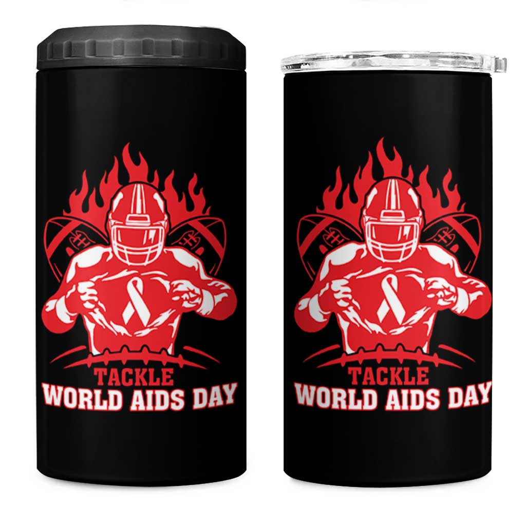 AIDS Awareness 4 in 1 Can Cooler Tumbler Ribbon HIV Tackle Football Gift - Wonder Print Shop