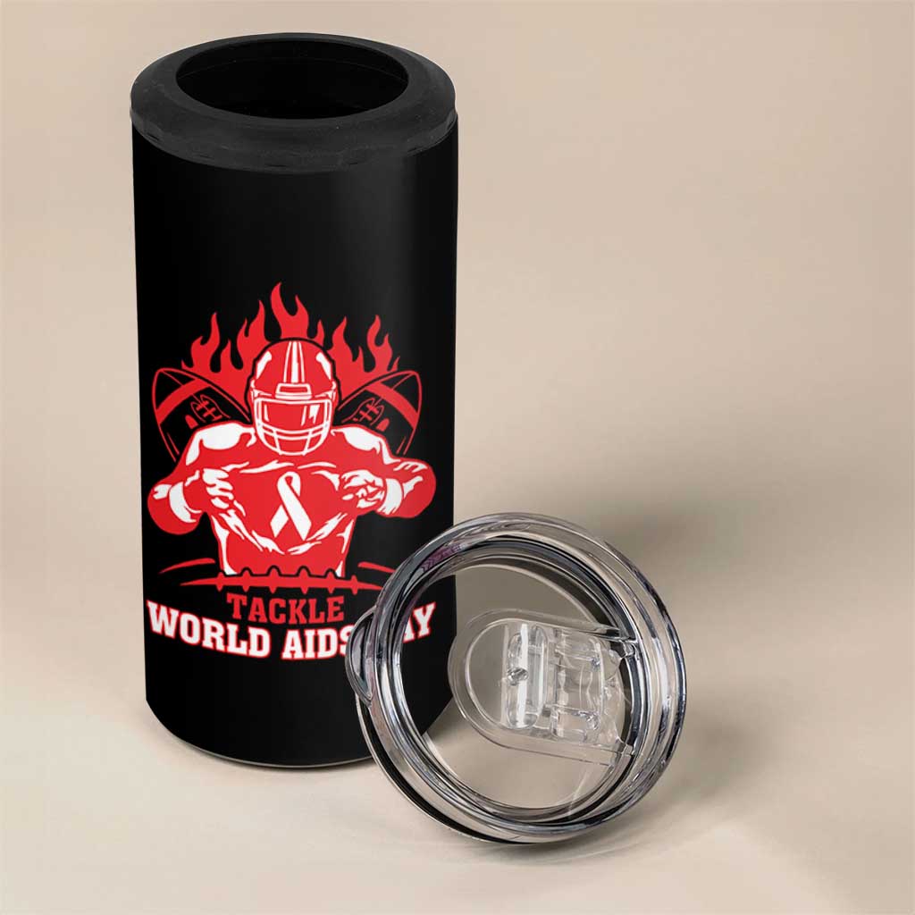 AIDS Awareness 4 in 1 Can Cooler Tumbler Ribbon HIV Tackle Football Gift - Wonder Print Shop