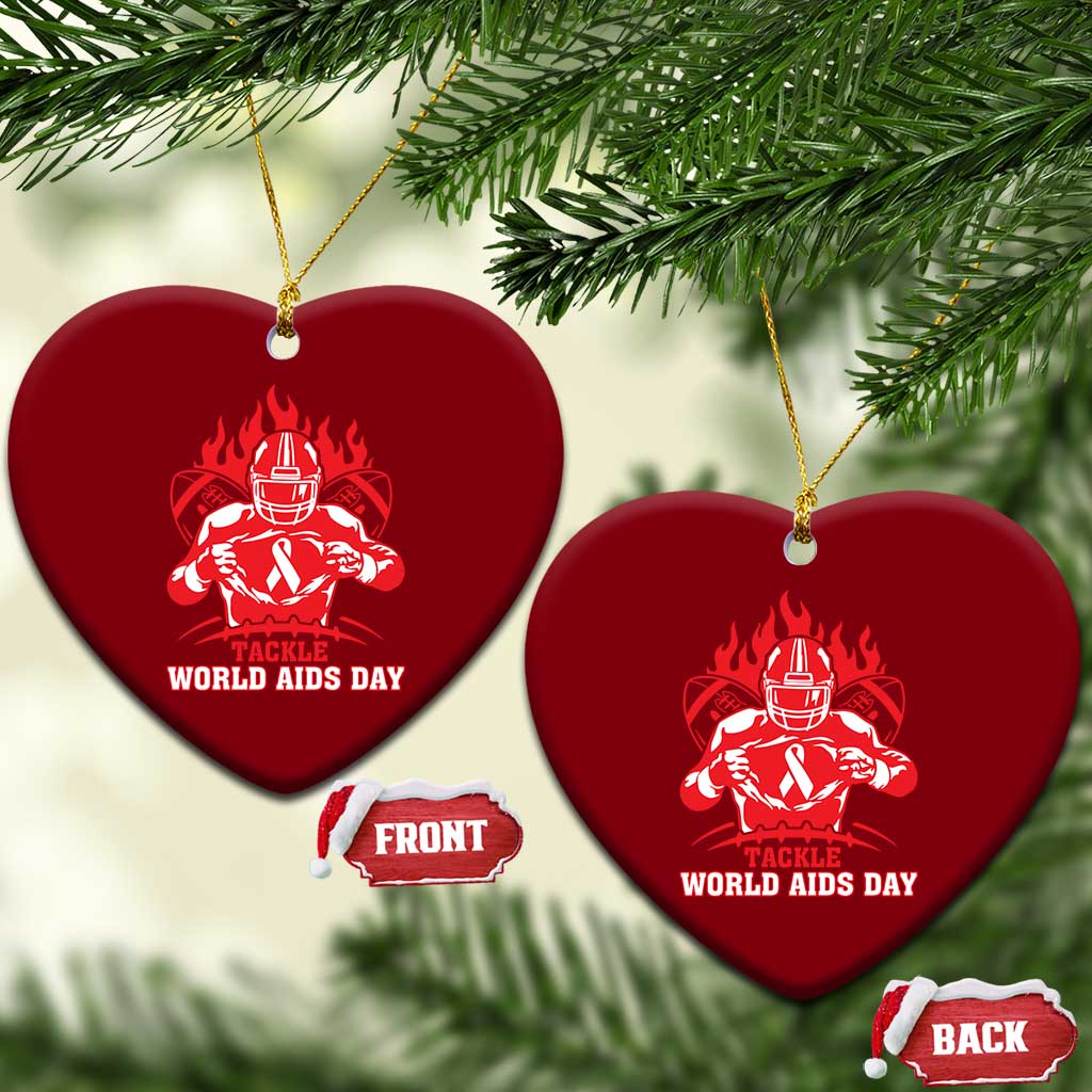 AIDS Awareness Ceramic Ornament Ribbon HIV Tackle Football Gift - Wonder Print Shop