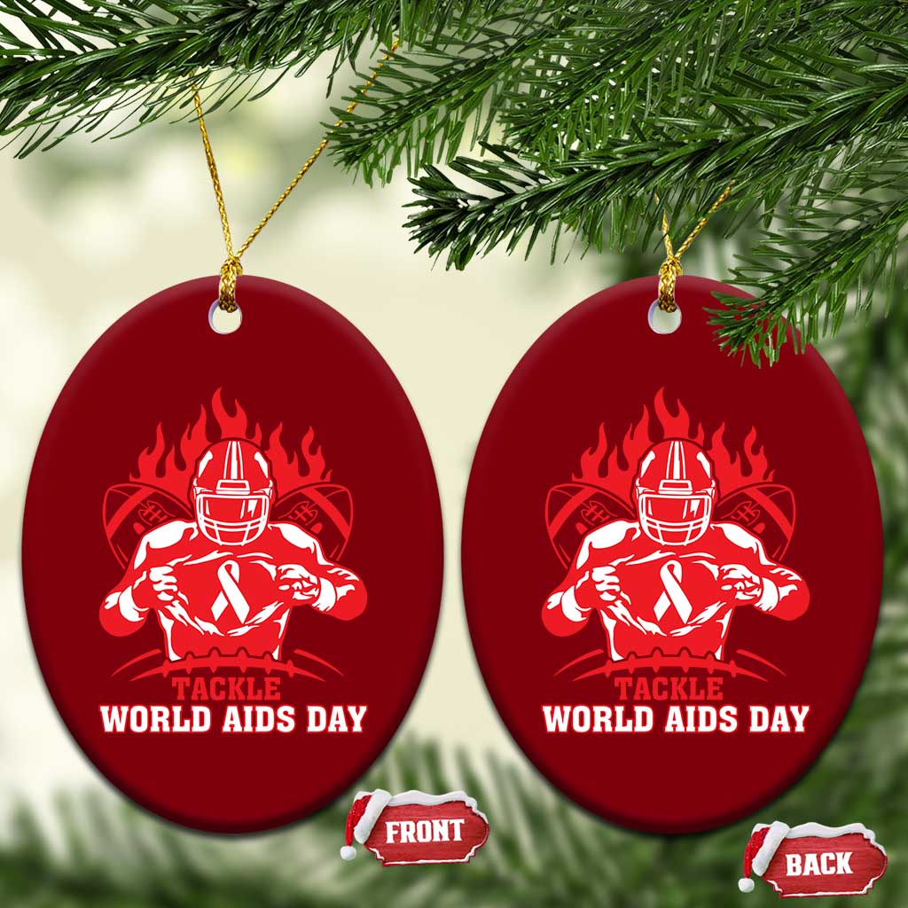 AIDS Awareness Ceramic Ornament Ribbon HIV Tackle Football Gift - Wonder Print Shop