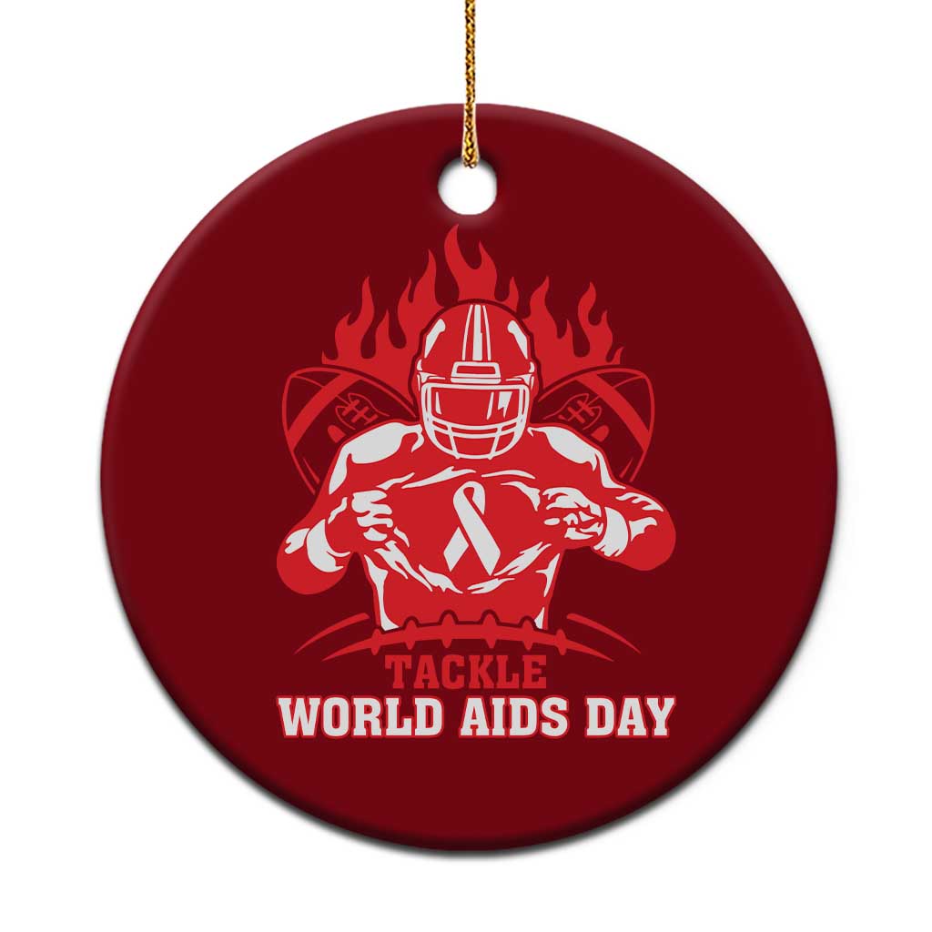 AIDS Awareness Ceramic Ornament Ribbon HIV Tackle Football Gift - Wonder Print Shop