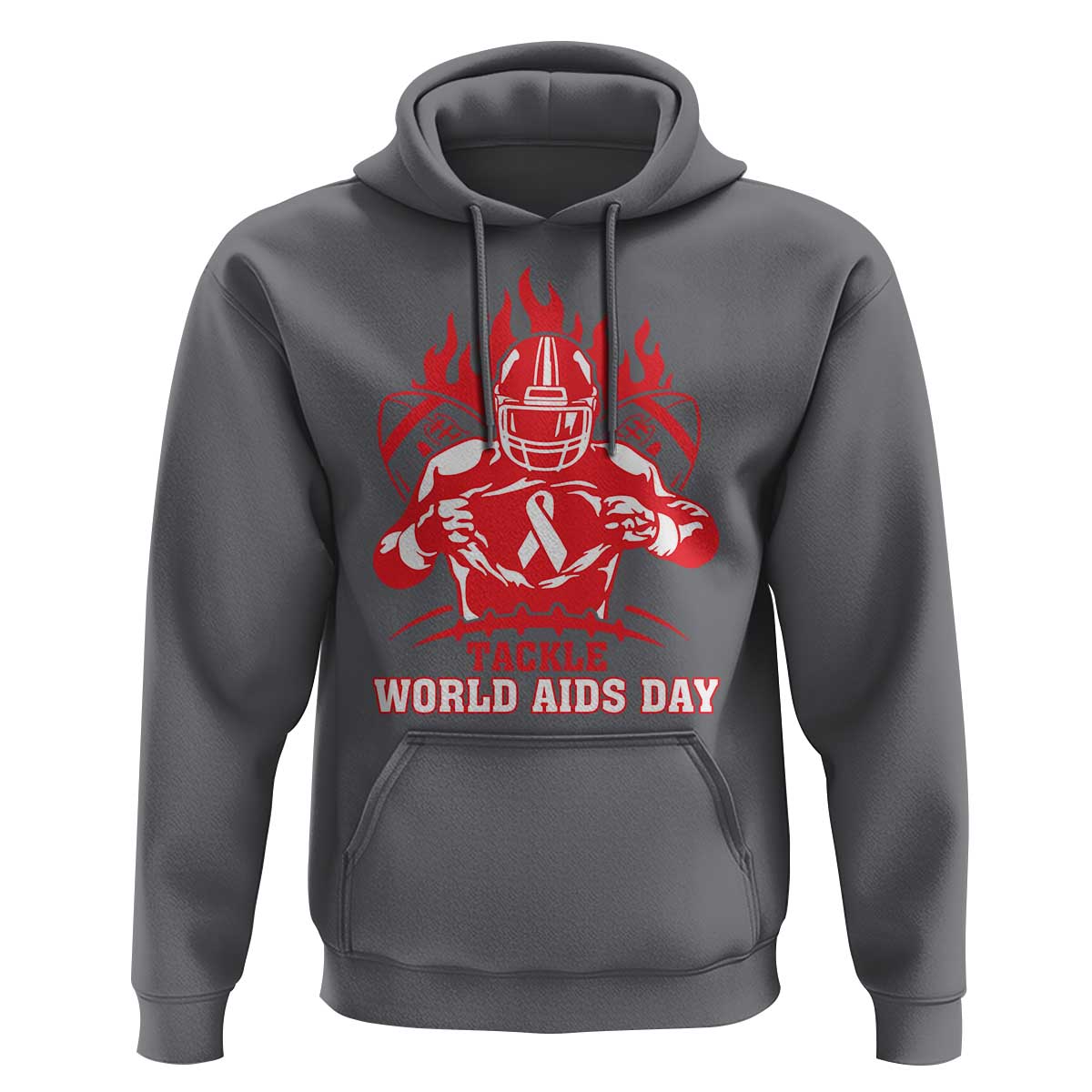 AIDS Awareness Hoodie Ribbon HIV Tackle Football Gift - Wonder Print Shop