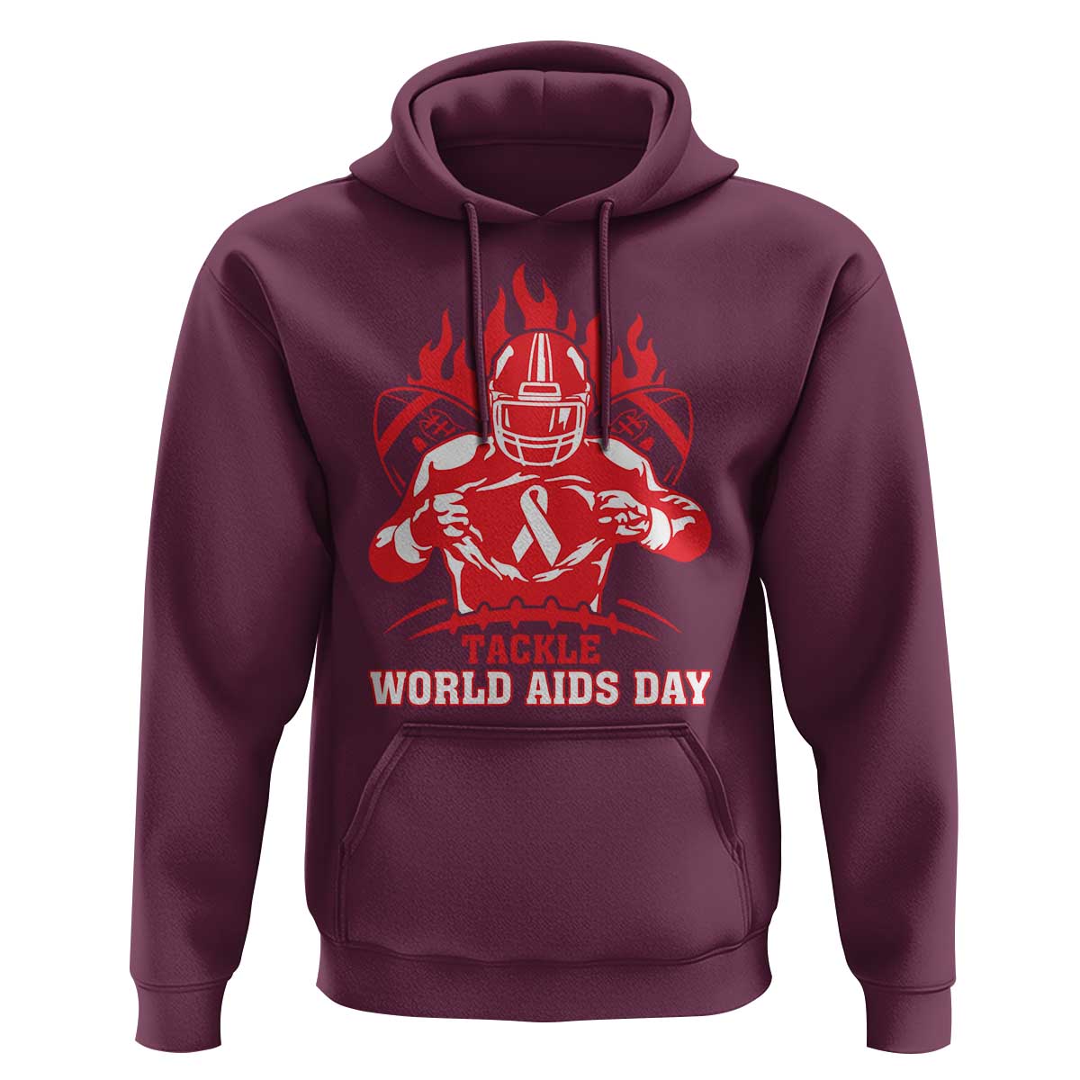 AIDS Awareness Hoodie Ribbon HIV Tackle Football Gift - Wonder Print Shop