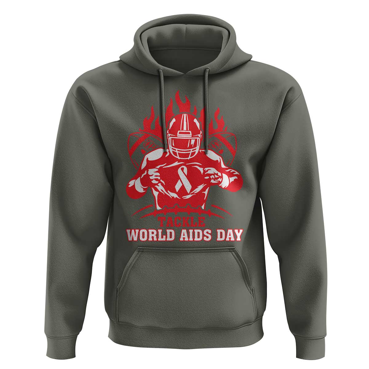 AIDS Awareness Hoodie Ribbon HIV Tackle Football Gift - Wonder Print Shop
