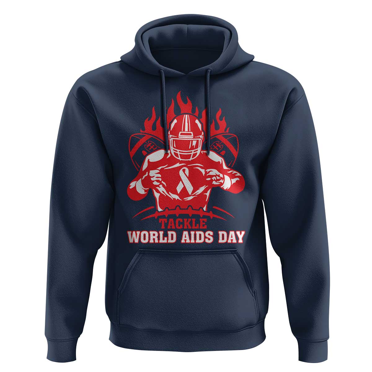 AIDS Awareness Hoodie Ribbon HIV Tackle Football Gift - Wonder Print Shop