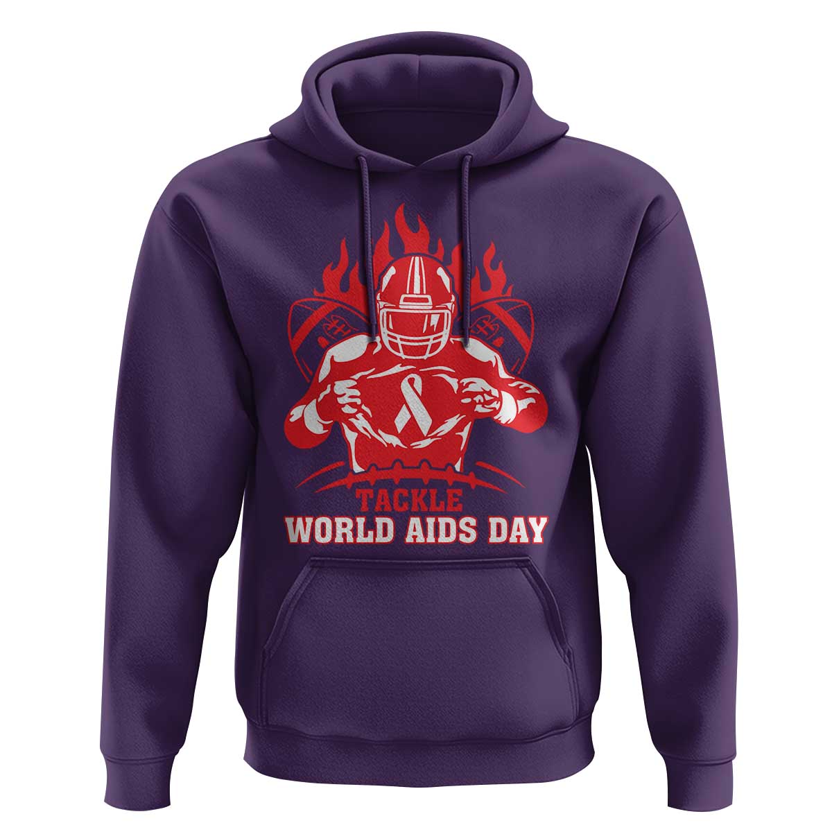 AIDS Awareness Hoodie Ribbon HIV Tackle Football Gift - Wonder Print Shop
