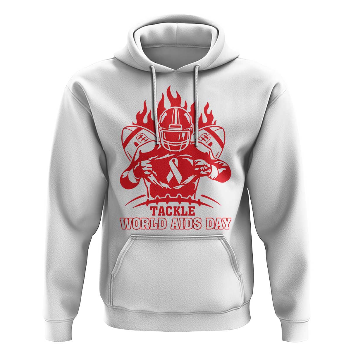 AIDS Awareness Hoodie Ribbon HIV Tackle Football Gift - Wonder Print Shop