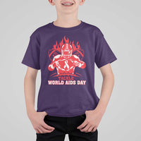 AIDS Awareness T Shirt For Kid Ribbon HIV Tackle Football Gift - Wonder Print Shop