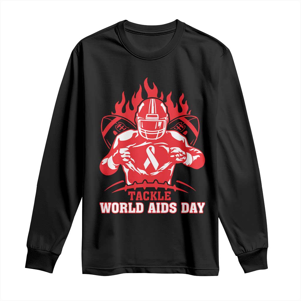 AIDS Awareness Long Sleeve Shirt Ribbon HIV Tackle Football Gift - Wonder Print Shop