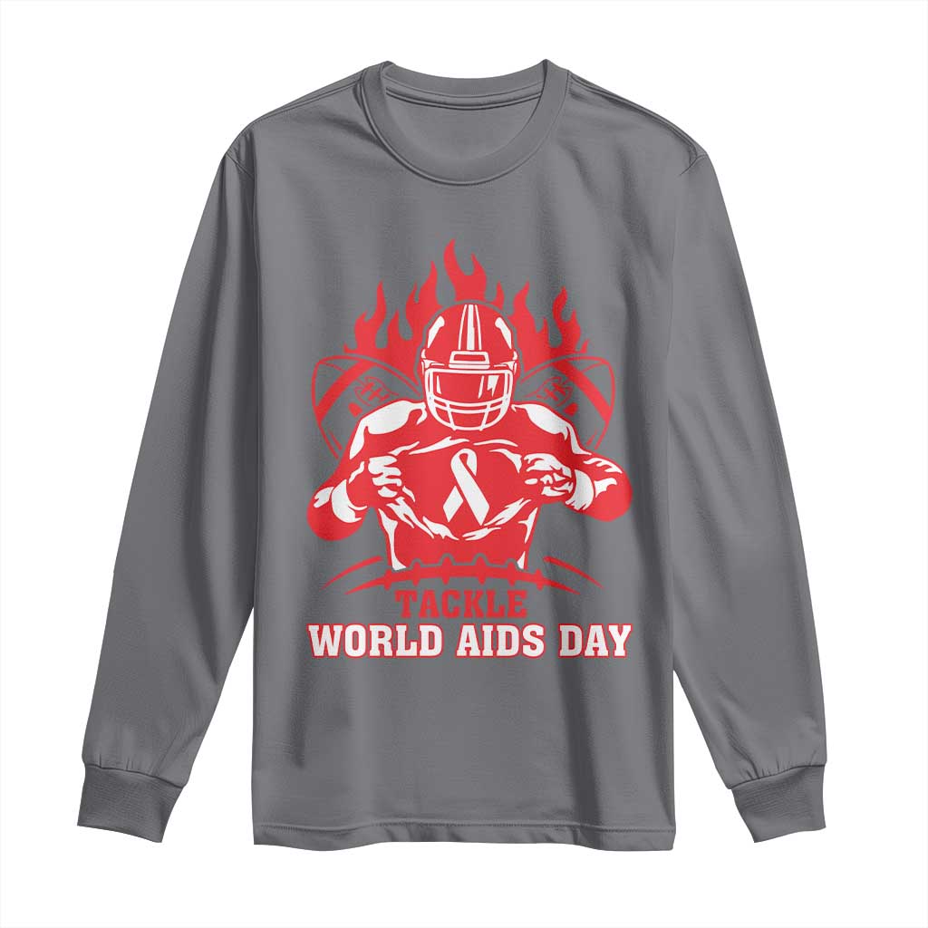 AIDS Awareness Long Sleeve Shirt Ribbon HIV Tackle Football Gift - Wonder Print Shop