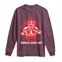 AIDS Awareness Long Sleeve Shirt Ribbon HIV Tackle Football Gift - Wonder Print Shop