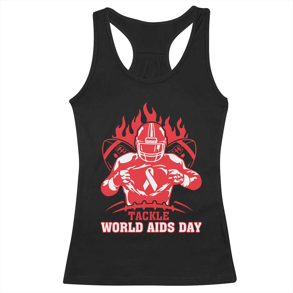 AIDS Awareness Racerback Tank Top Ribbon HIV Tackle Football Gift - Wonder Print Shop
