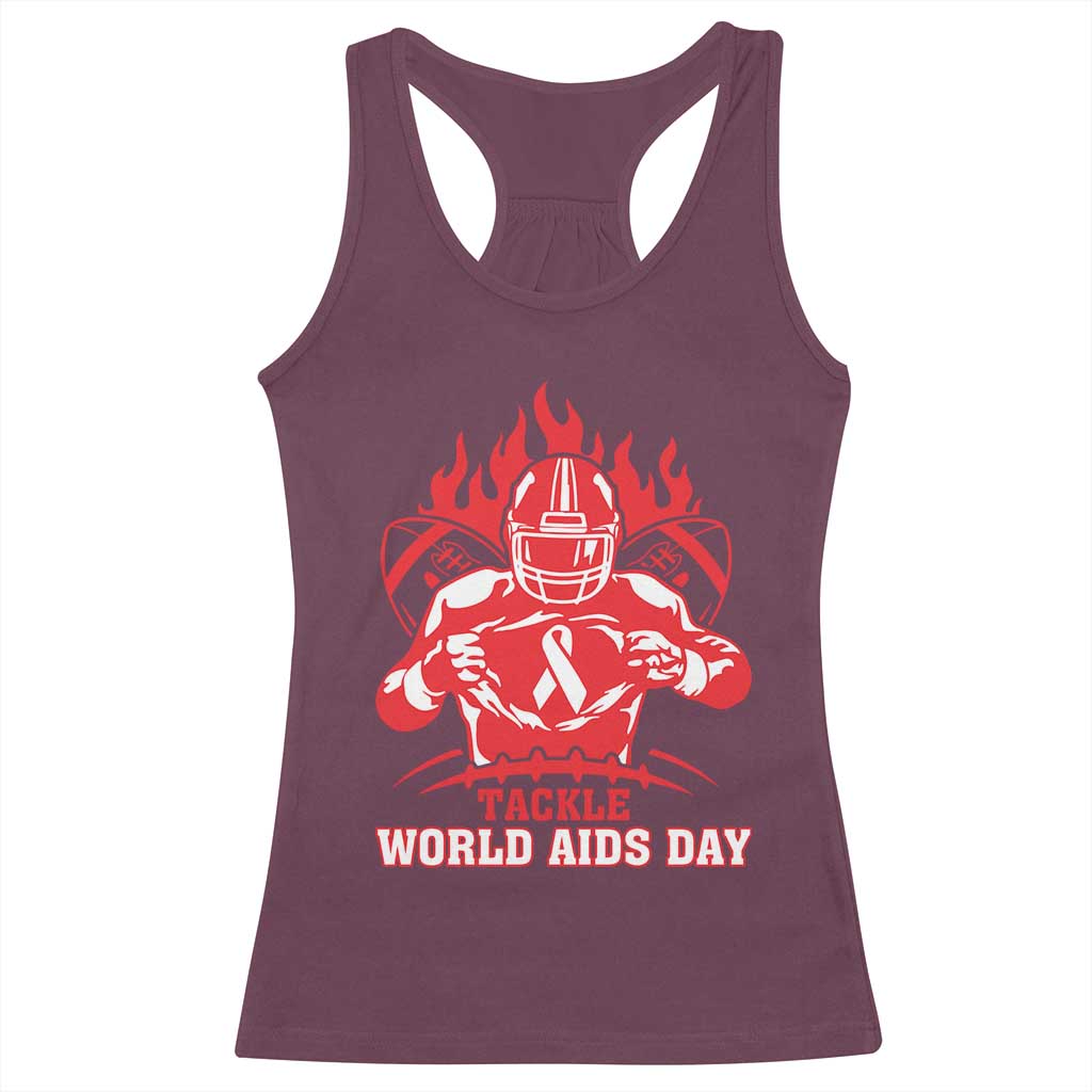 AIDS Awareness Racerback Tank Top Ribbon HIV Tackle Football Gift - Wonder Print Shop