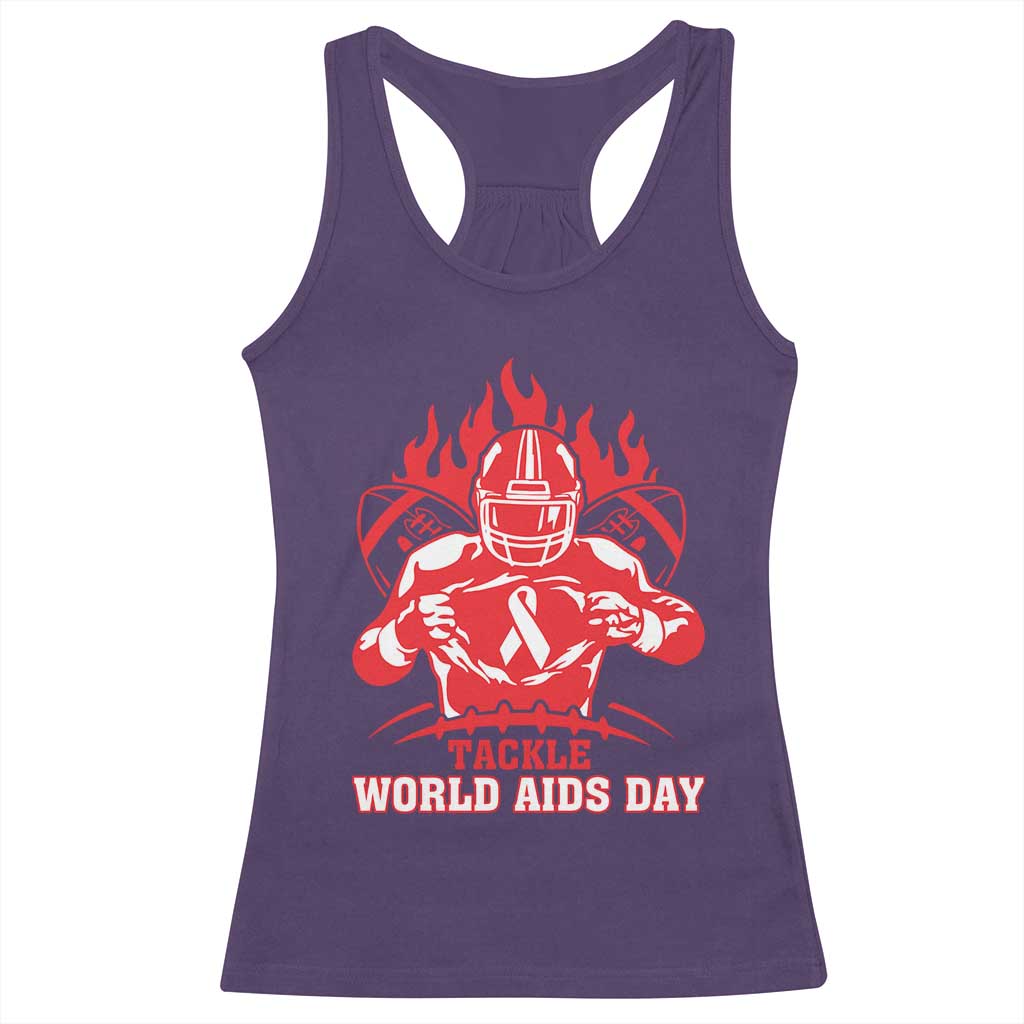 AIDS Awareness Racerback Tank Top Ribbon HIV Tackle Football Gift - Wonder Print Shop