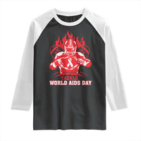 AIDS Awareness Raglan Shirt Ribbon HIV Tackle Football Gift - Wonder Print Shop