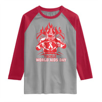 AIDS Awareness Raglan Shirt Ribbon HIV Tackle Football Gift - Wonder Print Shop