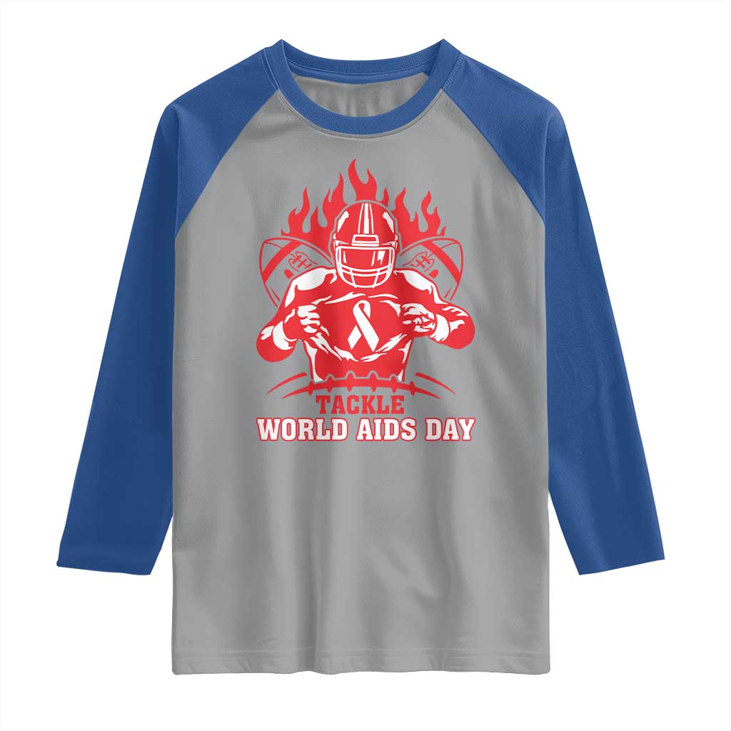 AIDS Awareness Raglan Shirt Ribbon HIV Tackle Football Gift - Wonder Print Shop