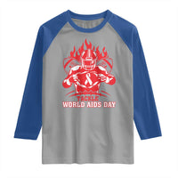 AIDS Awareness Raglan Shirt Ribbon HIV Tackle Football Gift - Wonder Print Shop