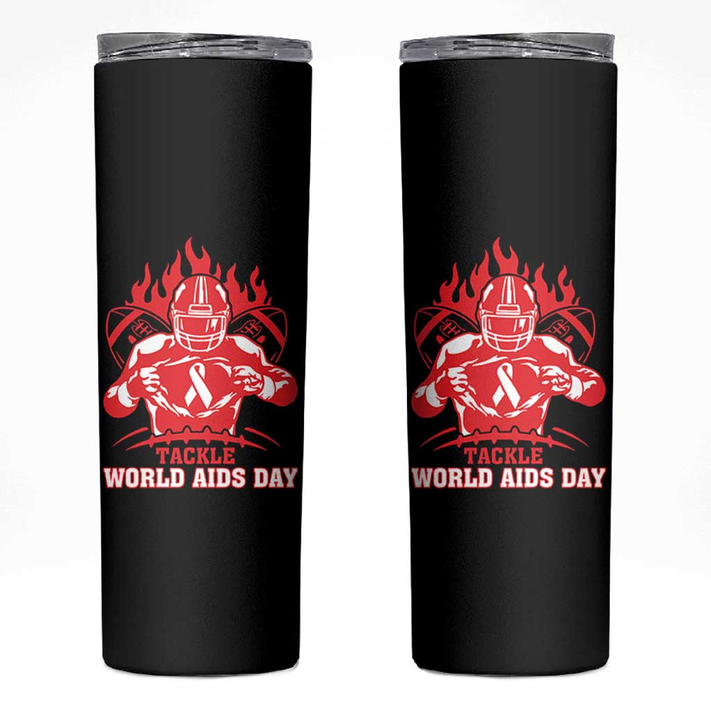 AIDS Awareness Skinny Tumbler Ribbon HIV Tackle Football Gift - Wonder Print Shop