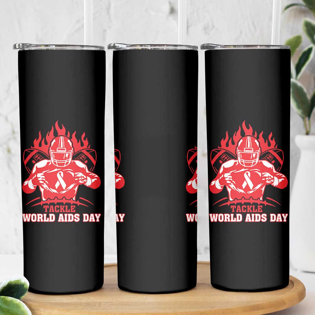 AIDS Awareness Skinny Tumbler Ribbon HIV Tackle Football Gift - Wonder Print Shop