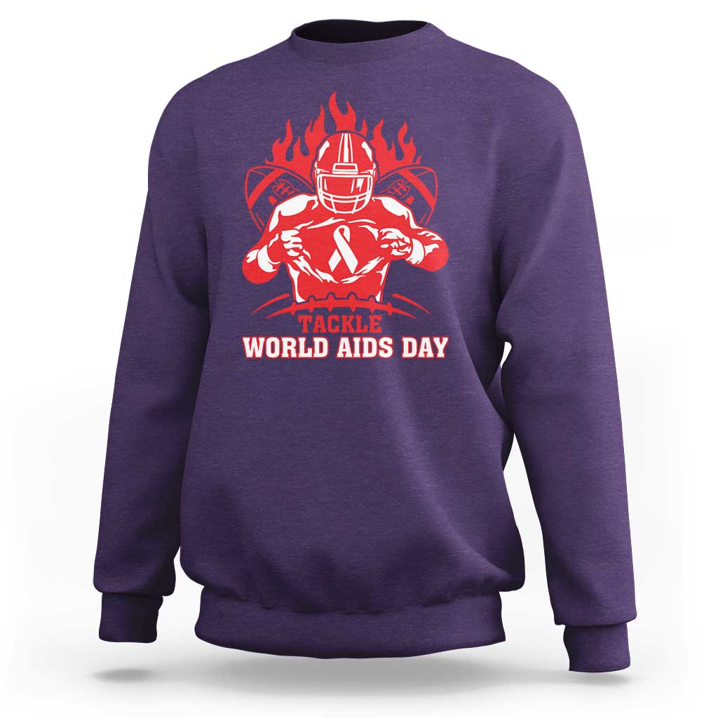 AIDS Awareness Sweatshirt Ribbon HIV Tackle Football Gift - Wonder Print Shop