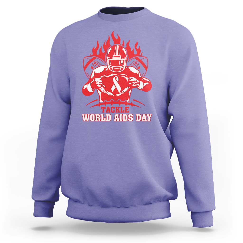 AIDS Awareness Sweatshirt Ribbon HIV Tackle Football Gift - Wonder Print Shop
