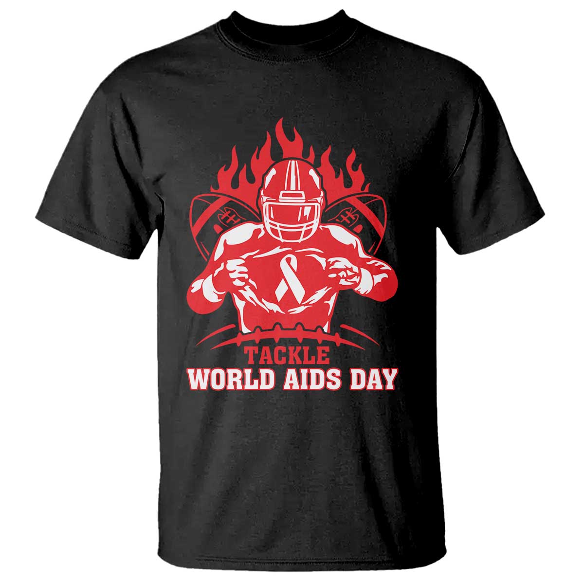 AIDS Awareness T Shirt Ribbon HIV Tackle Football Gift - Wonder Print Shop