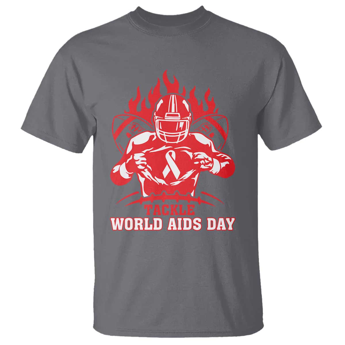 AIDS Awareness T Shirt Ribbon HIV Tackle Football Gift - Wonder Print Shop