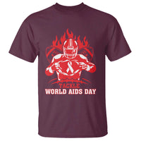 AIDS Awareness T Shirt Ribbon HIV Tackle Football Gift - Wonder Print Shop