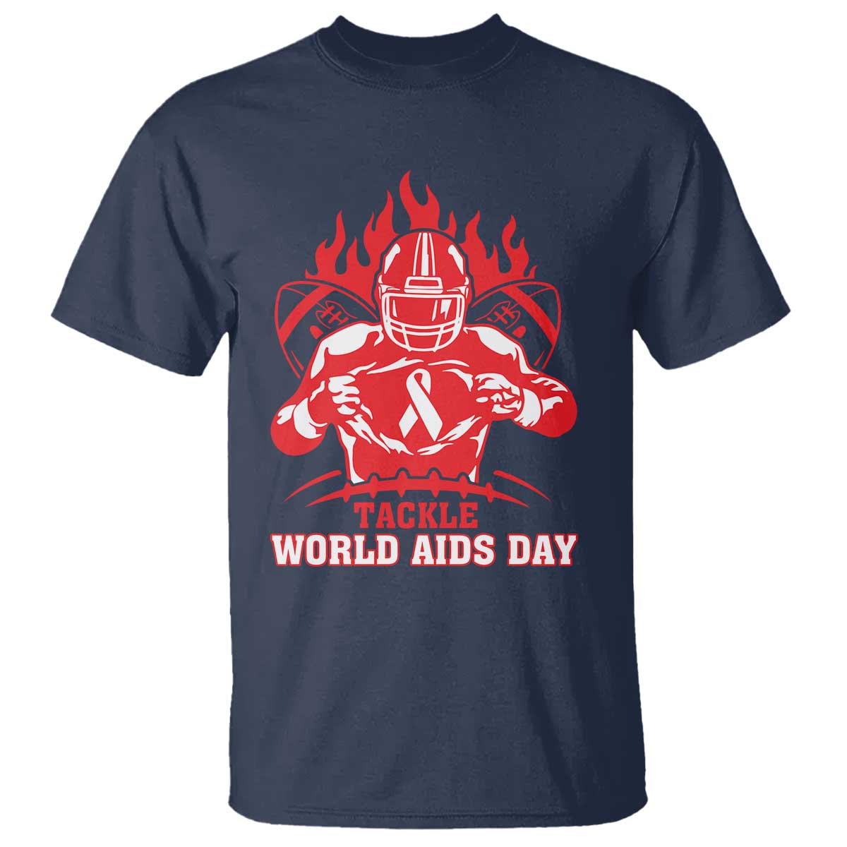 AIDS Awareness T Shirt Ribbon HIV Tackle Football Gift - Wonder Print Shop
