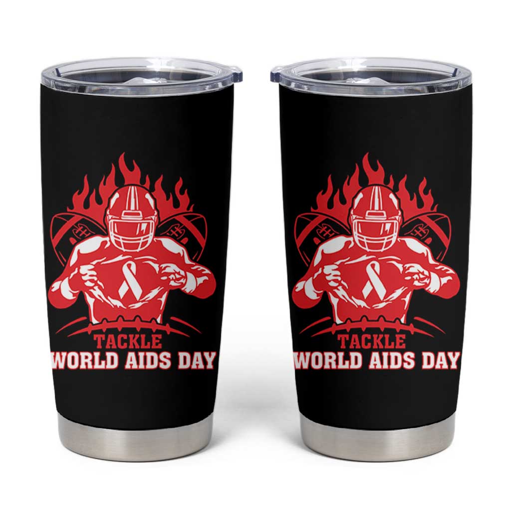 AIDS Awareness Tumbler Cup Ribbon HIV Tackle Football Gift - Wonder Print Shop