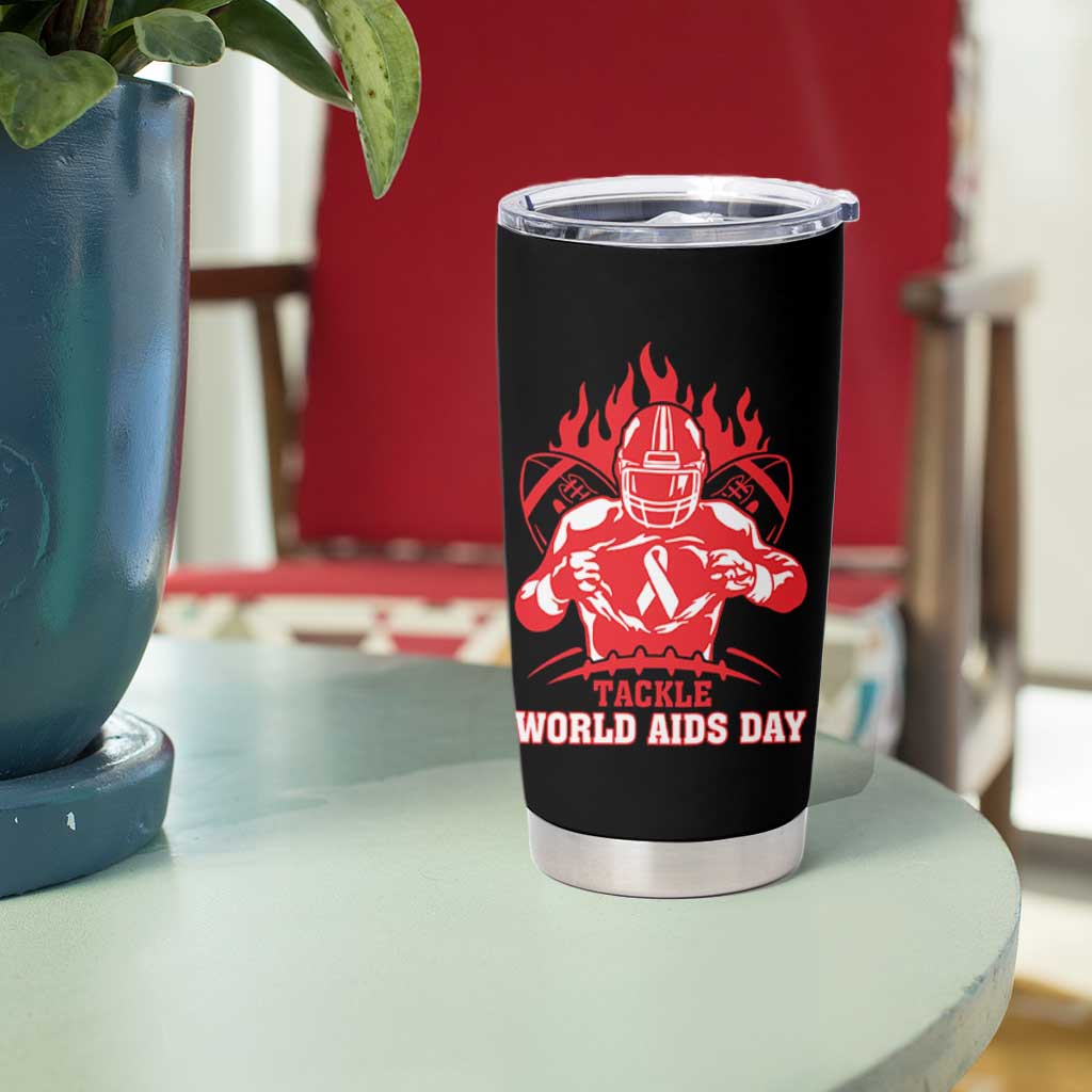 AIDS Awareness Tumbler Cup Ribbon HIV Tackle Football Gift - Wonder Print Shop